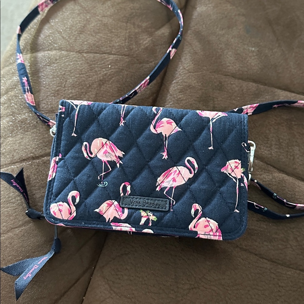 Vera Bradley Flamingo Print Crossbody Bag / Clutch